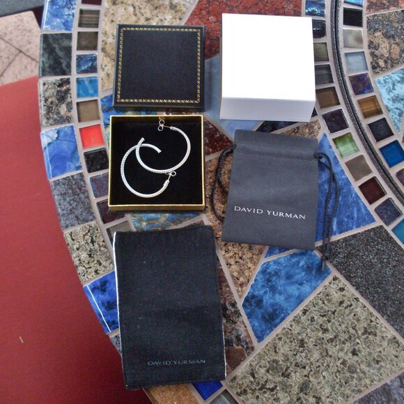 Current Item - David Yurman Cable Hoop Earrings - 50 mm - DY Backs - 14K Posts - Picture 2 of 10